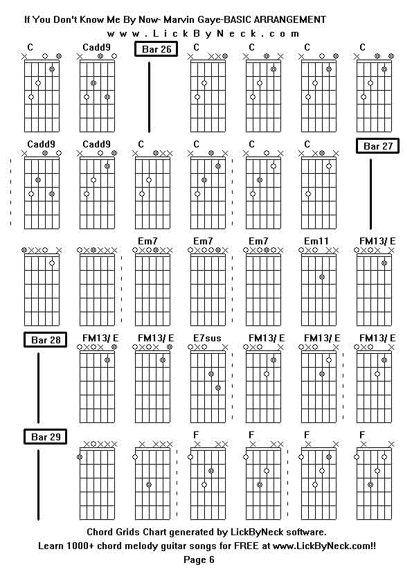 Chord Grids Chart of chord melody fingerstyle guitar song-If You Don't Know Me By Now- Marvin Gaye-BASIC ARRANGEMENT,generated by LickByNeck software.